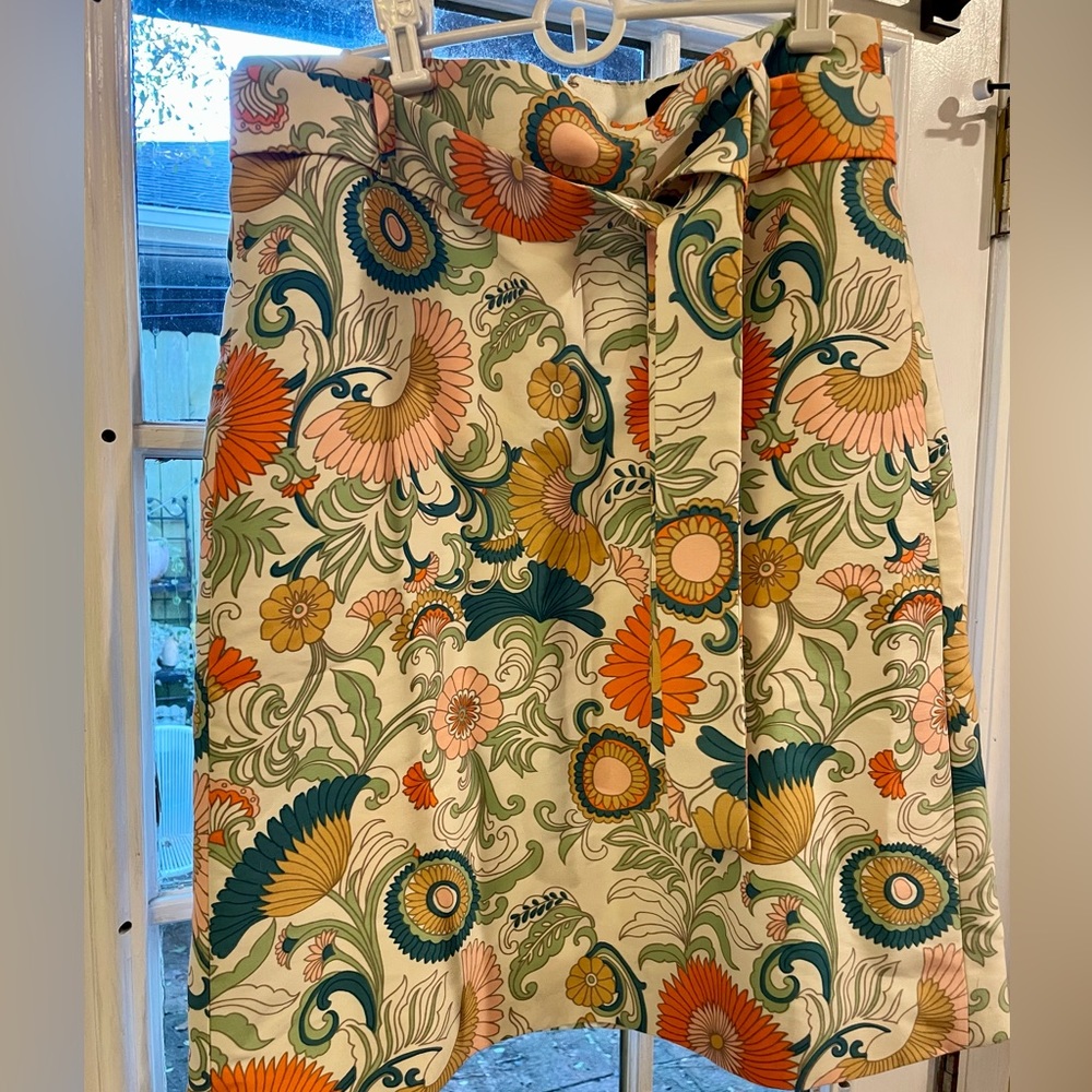 Colorful patterned J Crew a-line skirt NWOT